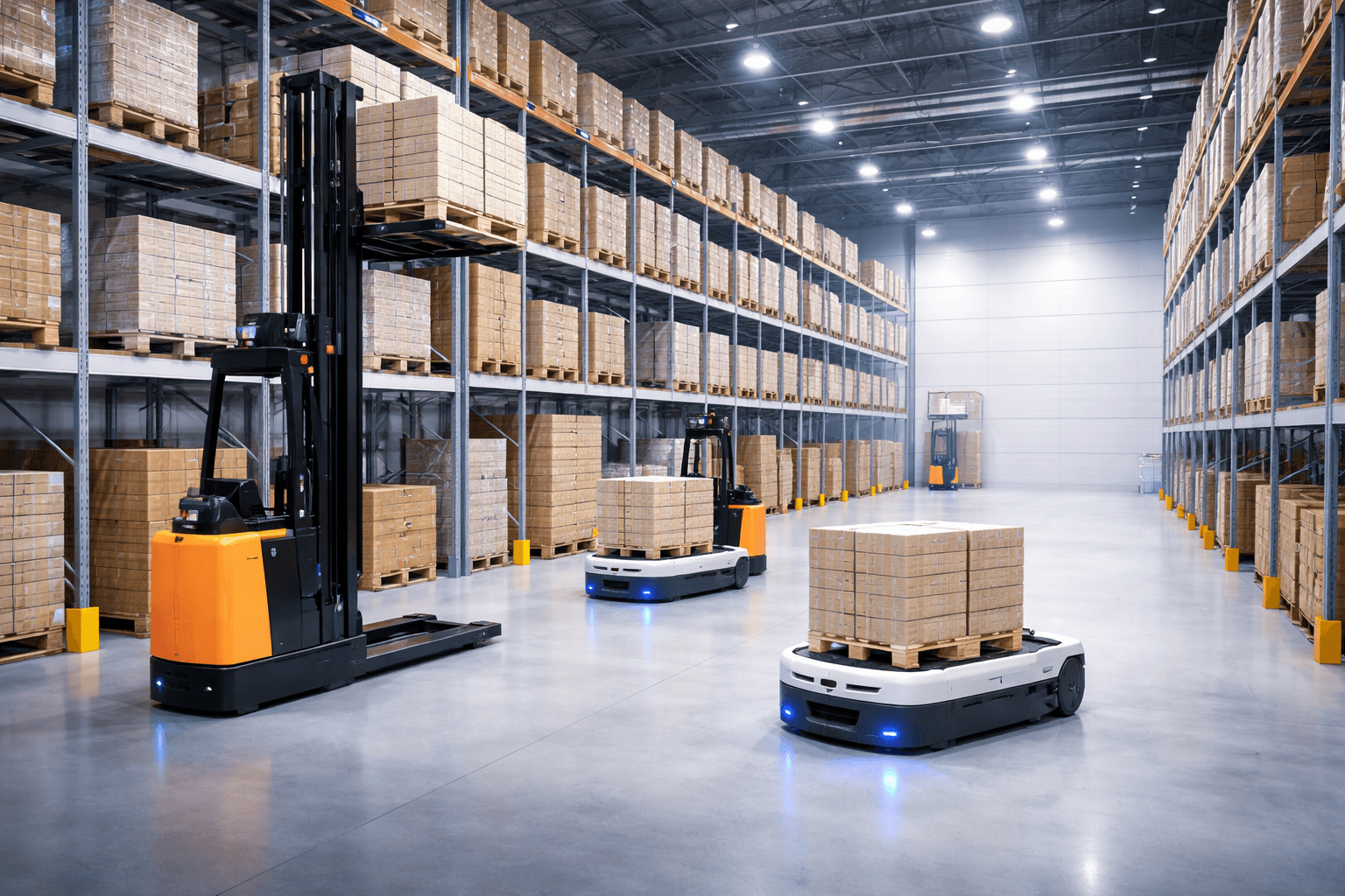 Entrepôt avec chariots et solutions de manutention
